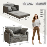 kakuboohi 51" Loveseat Sleeper Sofa Bed, Chenille Convertible Floor Sofa Bed for Small Spaces, Folding Couch Bed with Deep Seat, 2 Pillows & Solid Frame, Pull Out Floor Couch for Living Room, Grey kakuboohi