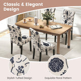 Giantex Upholstered Dining Chairs Set of 2, Tufted Fabric Kitchen Chairs w/Padded Seat & Rubber Wood Legs, Farmhouse Accent Chairs w/Patterns, Armless Dining Room Chairs for Restaurant, Living Room Giantex
