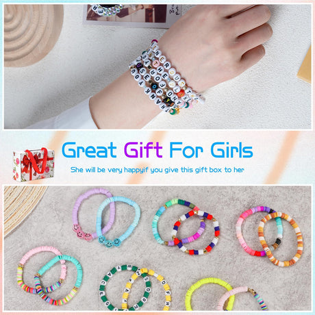 SJZWSD 6-Box Friendship Bracelet Making Kit - 16,000pcs Clay, Seed & Glass Beads Collection, Letter Beads, Charms SJZWSD