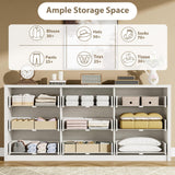 IDEALHOUSE Rustic Farmhouse 9 Dresser for Bedroom,Wooden Drawer Dresser,Handle-Free Storage Cabinet with Drawers for Bedroom, Living Room & Hallway, with Anti-Tip Safety,White IDEALHOUSE