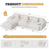 122" Modern L Shaped Modular Sectional Sofa, Boneless Couches for Living Room with Ottoman,4 Seater Convertible Chenille Cloud Couch Sofa Set, No Assembly Required, Beige 1 PCS Luxanimarion