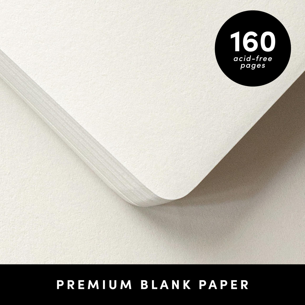 PAPERAGE Blank Journal Notebook, (Black), 160 Pages, Medium 5.6 in x 8 in - 100 GSM Thick Paper – Hardcover Journaling Notebook for Work, School, Note Taking or Sketching PAPERAGE