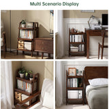 Vadisun 100% Solid Oak 3 Tier Ladder Shelf, Small Bookshelf, Ladder Bookshelf, Bookcase with Stable Frame, Small Table for Living Room Bedroom(Walnut, 12.6" L x 17.72" W x 31.5" H) Vadisun