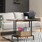 Coffee Table for Living Room, 2 Tier Small Coffee Table with Open Storage Shelf, Center Table Industrial Modern Style Coffee Tables with Wood Tabletop, Rustic Brown CADUKE
