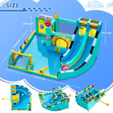 FINCOME Bounce House Double Slides for Kids 3-12, Large Bounce Castle with Air Blower 550W, Pool, Jumping, Climbing, Balls, Ring Toss, Inflatable Water Park for Birthday Party Holiday Outdoor Indoor FINCOME