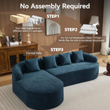 104.3" Boneless Curved Couch, l Shaped 4-Seater Cloud Couch with Deep Seat Chaise, Oversized Curved Sofa, Chenille Modular Sectional Couches for Living Room, No Assembly, Blue Abbrevi