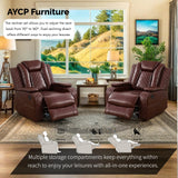 AYCP Furniture Power Recliner Set with LED Lights, Air Leather Reclining Set with USB Port/Wireless Charger/Storage Console/Cup Holder for House/HomeTheater/Apt (Burgundy, Sofa+2Chairs) AYCP Furniture