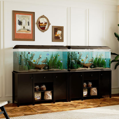 Fish Tank Stand - Heavy Duty Wooden 55-75 Gallon Aquarium Stand with Storage Cabinet for Fish Tank Accessories - 770 LBS Capacity, 51"x19.3"x29"H