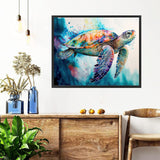 Sea Turtle Paint by Numbers for Adults with Framed Canvas-with Wooden Easel,Turtle Paint by Number on Canvas,DIY Acrylic Oil Painting Kits with Brushes Nice Gift Box for Home Wall Decor(12x16inch) xackcme