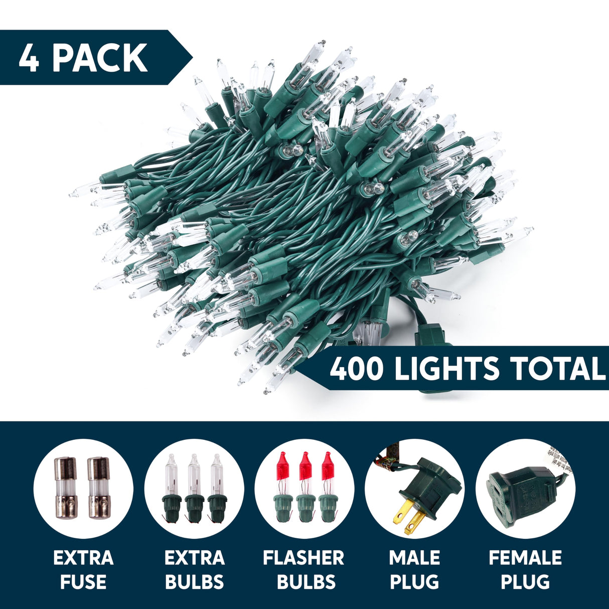 Joiedomi Clear Christmas Lights Outdoor, 400(4x100) Counts 105.6FT Christmas Tree Lights Indoor, Warm White String Lights, Green Wire Xmas Lights Decorations for Holiday Event Wedding Party Decor Joiedomi