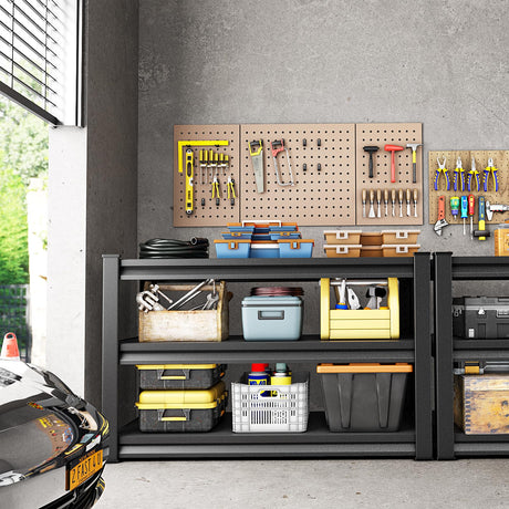 Huhaneon Heavy Duty Garage Shelves - 40''W 1,500Lbs Metal Adjustable Storage Shelving Rack Units for Warehouse Kitchen Pantry Basement 3 Tier Black 39.3" W x 15.7" D x 36" H Huhaneon