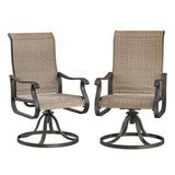 VONZOY Patio Swivel Chairs Set of 2, Outdoor Dining Chairs with High Back, All-Weather Swivel Rocker Chair for Lawn, Porch or Garden (Brown) VONZOY