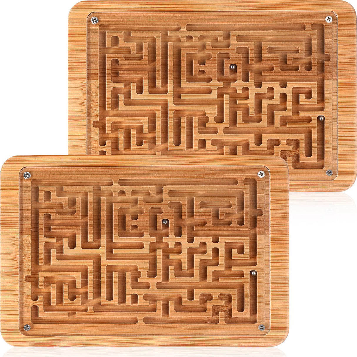 Syhood 2 Pack Wooden Labyrinth Game Marble Maze with Steel Marble, Brain Puzzle Logic Toy Rectangular Challenging Labyrinth Board Game for Education and Fun Adults, Teenagers, Boys and Girls Syhood