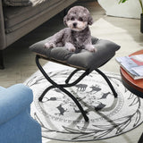 WELL-STRONG 15" Foldable Foot Stool Ottoman with Metal Frame - Washable Dark Grey Upholstered Indoor/Outdoor Footrest for Living Room, Bedroom, Patio - Space-Saving Compact Design WELL-STRONG