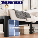 Hunlostten 14in High King Bed Frame No Box Spring Needed, Heavy Duty King Platform Bed Frame with Round Corners, Easy Assembly, Noise Free, Black Hunlostten
