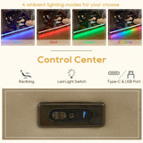 IPKIG Power Loveseat Recliner Sofa with Flip-Up Backrest Console, Drawer, AC Outlet, LED Light, Bluetooth Speakers, Wall Hugger Recliners for Living Room, RV, Home Theater (Beige, Loveseat) IPKIG