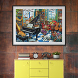Music Room Puzzles for Adults 1000 Pieces, Pretty Musical Art Jigsaw Puzzles, Funny Cat Dog Puzzles BBOLDIN