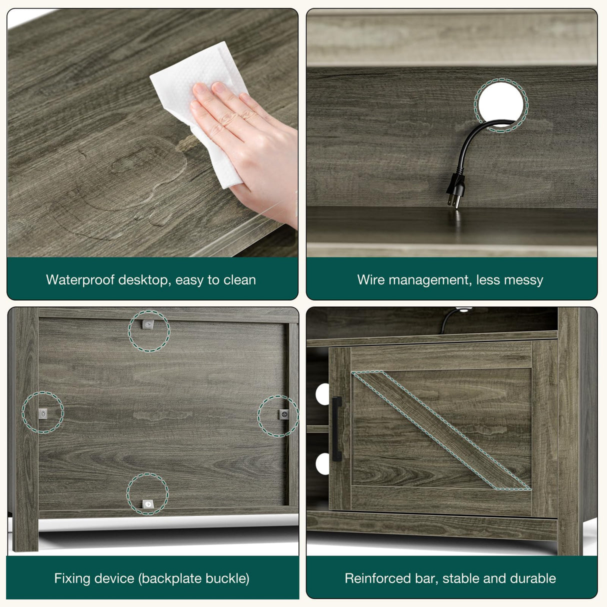 Viplive Farmhouse TV Stand for Bedroom, TV Stand for 65 Incn TV, Universal TV Stand with Ample Storage Cabinets, Media Furniture with Entertainment Center and Console Table for Living Room Viplive