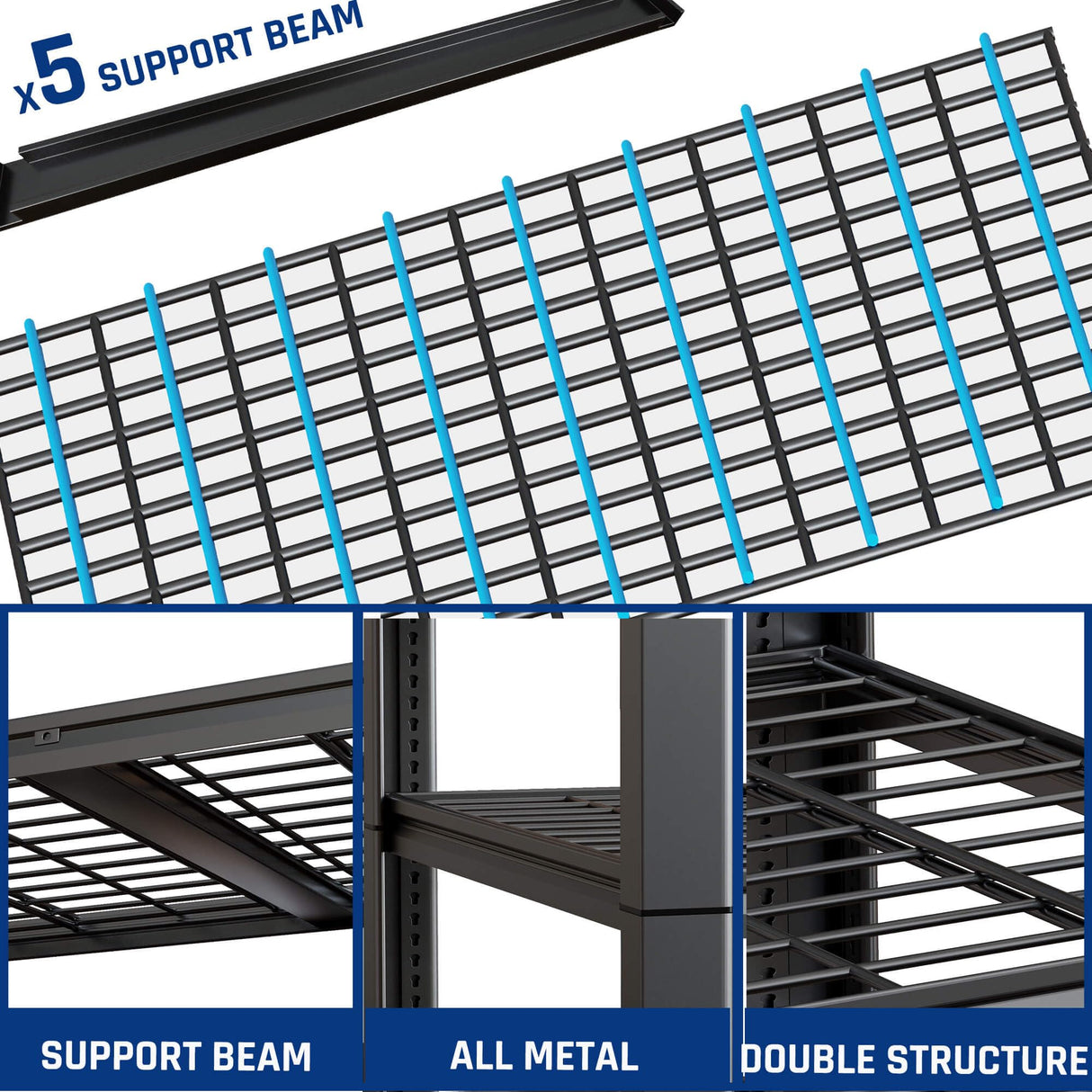 PMKES 67" Wide 5-Tier Garage Shelving Unit, 67" W x 24" D x 84" H, Heavy Duty Garage Storage Shelves,3500 LBS Capacity, Industrial Adjustable Shelves for Basement Warehouse PMKES