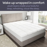 Lavish Home Down Mattress Topper - Queen 4-Inch Duck and Goose Feather Bed with Cotton Mattress Topper Cover - Plush Pillow Top for Cushion and Support (White) Lavish Home