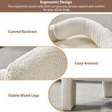 Tmsan Modern 3 Seat Curved Sofa, Upholstered Boucle Accent Sofa, Comfy Small Couch for Living Room, Dining Room, Reception, Beige Tmsan