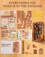 Rolife DIY Book Nook Kit Silent Corner Study, 3D Puzzles Creative British Bookend Bookshelf Decor for Adults, Tiny House Miniature Kits Model Building Kits, DIY Crafts/Gifts for Teens & Book Lovers Rolife