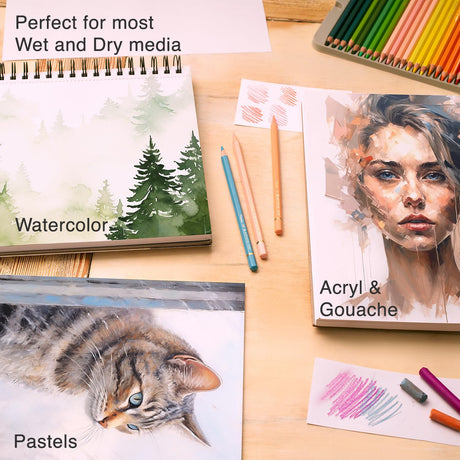ARTISTIC EYE 5.5x8.5 Premium Watercolor Pads, Pack of 3 (90 Sheets), Spiral Bound, 140lb (300gsm), Acid-Free Paper, Perfect for Most Wet & Dry Media, Ideal for Beginners, Artists & Professionals ARTISTIC EYE