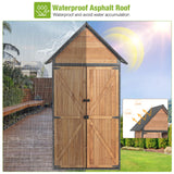 GUTINNEEN Outdoor Storage Shed with All Around Strong Metal Frame, Garden Tool Sheds Cabinet with Floor & Adjustable Shelves, Wooden Tool House for Backyard Garden Patio Lawn (Brown) GUTINNEEN