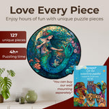 Crafthub Mystical Creatures Wooden Puzzles for Adults – A3 Dreamy Mermaid with 127 Pieces Wood Puzzles – Jigsaw Puzzles with Unique Animal Shapes – 10.9"x10.9" CRAFTHUB