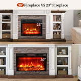 80" Fireplace TV Stand for TVs Up to 90 Inch, Electric Fireplace with Mantel, Farmhouse Entertainment Center with Storage, Realistic Stacked Stone Surround with Remote Control for Living Room HolliWill