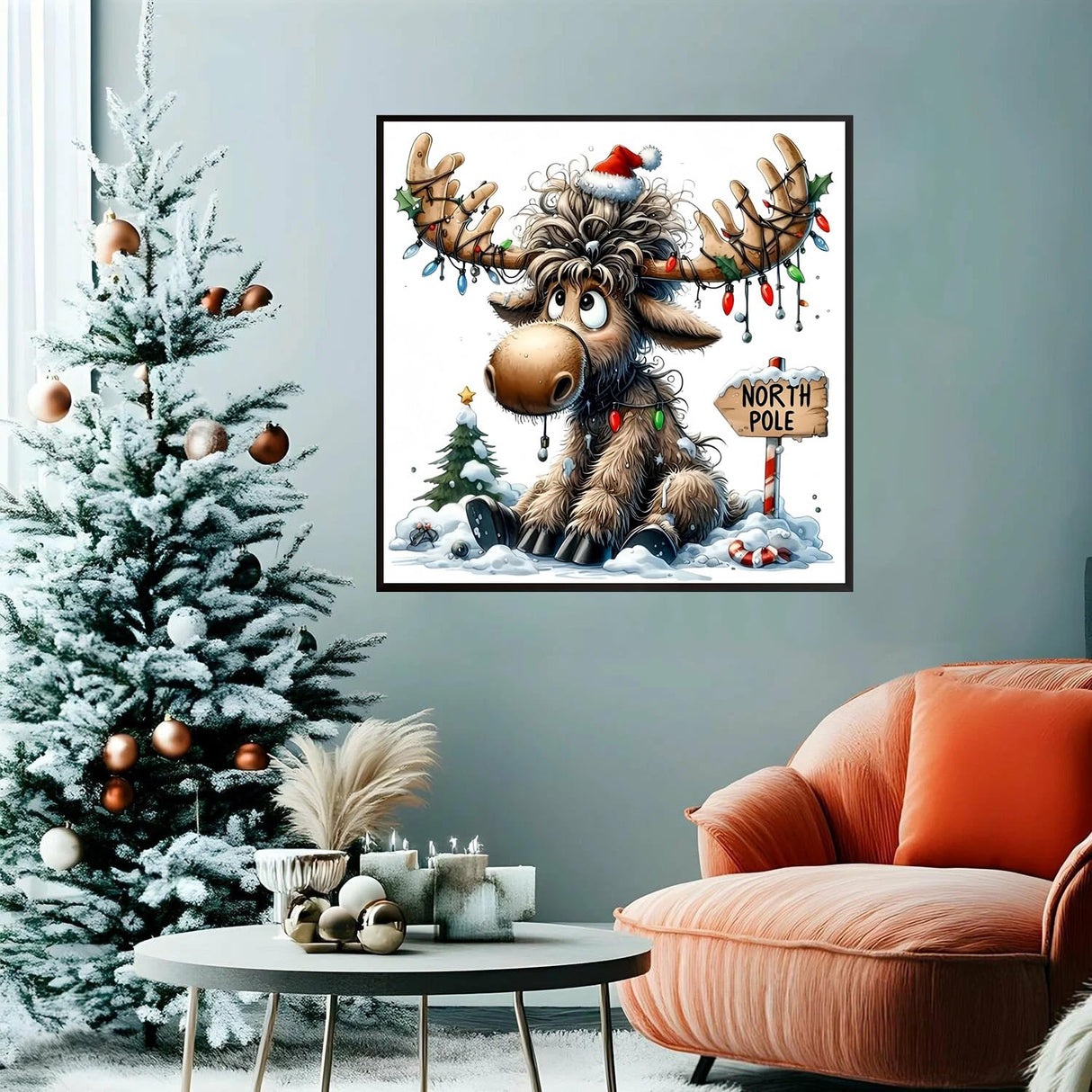 YQFCZDQ Winter Christmas Diamond Art Kits for Adults,DIY Cute Deer 5D Diamond Painting Kits Round Diamond Dots for Beginners,Full Drill Paint with Diamonds Pictures Gem Art Home Decor 13.78 x 13.78 In YQFCZDQ