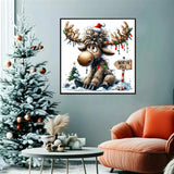 YQFCZDQ Winter Christmas Diamond Art Kits for Adults,DIY Cute Deer 5D Diamond Painting Kits Round Diamond Dots for Beginners,Full Drill Paint with Diamonds Pictures Gem Art Home Decor 13.78 x 13.78 In YQFCZDQ