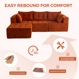 MAXYOYO Modular Sectional Sofa Couch, L Shaped Modern Cloud Couch with 1 Ottoman, Sofa in A Box, Tufted 4-Seat Boneless Sleeper Chair for Living Room, No Assembly Required, Orange MAXYOYO