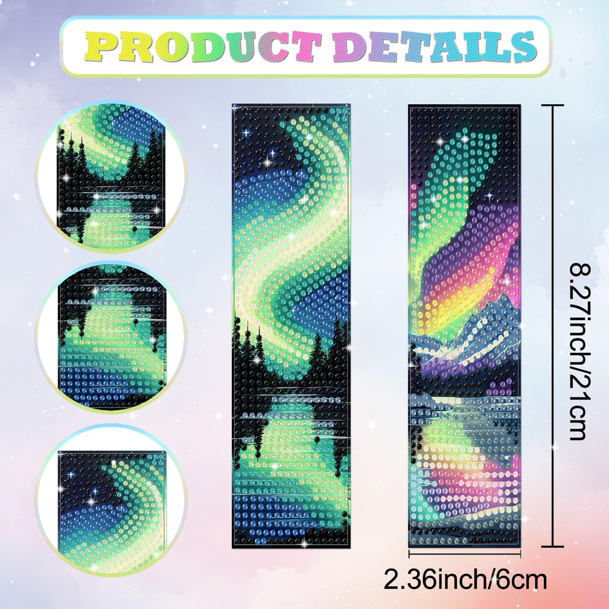 beinkmake 10Pcs Aurora Starry Sky 5D Diamond Art Bookmarks Forest Lake Diamond DIY Painting Bookmarks Rhinestones Beaded Acrylic Tassel Bookmark for Adult Beginner Crafts beinkmake