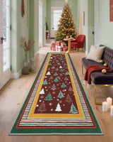 GarveeHome 2.5x8 Christmas Rug Runners for Hallways Non Slip,Christmas Tree Print Kitchen Rugs Washable Area Rug for Entryway, Low Pile Soft Red Holiday Decor Carpet for Bedroom Laundry Room GarveeHome