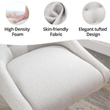Swivel Home Office Chair, Modern Fabric Upholstered Tufted Accent Computer Desk Chair with Ergonomic Wide Backrest and Wooden Legs, Height Adjustable Swivel Vanity Chair for Office, Beige Zaboro