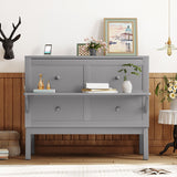 Jintop Murphy Bed Full Szie,Cabinet Hideaway with USB Port and Removable Shelves,Wall Bed W/ 2 Movable Desks,can be Folded,Platform Bedframe for Kids Bedroom,Student Dorms,Gray Jintop