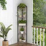 Fun Memories 5 Tier Corner Shelf, 70” Corner Shelf Stand, Corner Bookshelf Plant Stand, Storage Shelf for Bathroom, Living Room, Kitchen,Grey Home Office, Grey Fun Memories