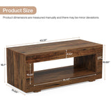 Tribesigns Coffee Table for Living Room, 43.3" Modern Farmhouse Coffee Table with Storage, 2-Tier Wood Rectangular Center Table Cocktail Living Room Table with Sturdy Base, Rustic Brown Tribesigns