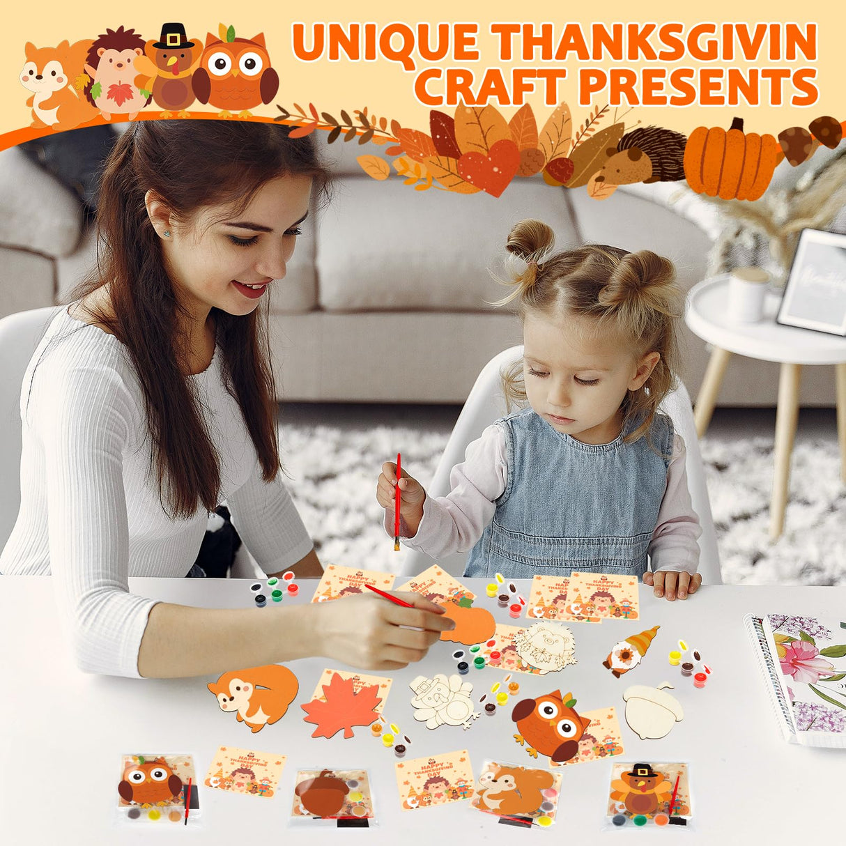 24-Set Fall Thanksgiving Wooden Painting Crafts, Unfinished Wood Cutouts Pumpkin, Maple Leaves, Acorns, Blank Fridge Magnet Crafts for DIY, Party Favors, Classroom, Gift Goodie Bag Stuffers Bafeil