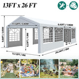 GARTOO 13' x 26' Heavy Duty Party Tent - Outdoor Event Shelter Canopy Wedding Gazebo with 4 Sand Bags for Outdoor Event, Wedding, Birthday Party GARTOO