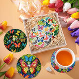 EWJRNSF 8 PCS Diamond Art Coasters Kit, Small Diamond Painting Coasters, Fall Butterfly Diamond Art Kits for Adults Beginners, Arts and Crafts Supplies Item Sets with Holder EWJRNSF