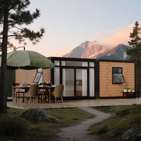 20FT Tiny House to Live in,Portable Prefab House with 2 Bedroom,1 Full Equiped Bathroom and Kitchen,Prefabricated Container House for Adults Living,Foldable Mobile Home with Steel Frame AMGUI