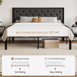 SHA CERLIN King Size Metal Platform Bed Frame,Linen Upholstered Button Tufted Headboard, Mattress Foundation with 12.4” Under-Bed Storage, Noise-Free, Easy Assembly, No Box Spring Needed, Dark Grey SHA CERLIN