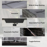 Outsunny 3 Seater Wicker Sofa with Side Tray Tables, Rattan Outdoor Patio Sofa with 6" Thick Back Cushions, Outdoor Wicker Couch with Deep Seating, Pillows for Porch, Garden, Backyard, Mixed Gray Outsunny