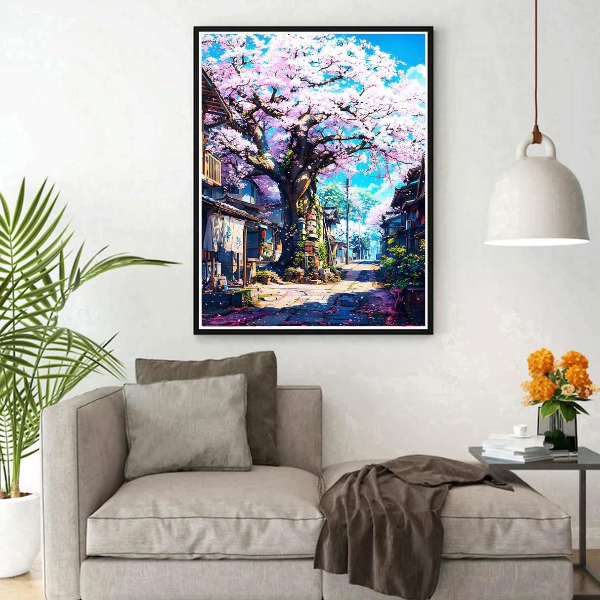 DPHERO Japanese Cherry Blossoms Diamond Painting Kits for Beginners Adults,5D DIY Diamond Art Kits,Round Full Drill Flowers Gem Art Crafts Kits,DIY Painting by Numbers for Home Wall Decor 12x16 inch DPHERO