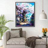 DPHERO Japanese Cherry Blossoms Diamond Painting Kits for Beginners Adults,5D DIY Diamond Art Kits,Round Full Drill Flowers Gem Art Crafts Kits,DIY Painting by Numbers for Home Wall Decor 12x16 inch DPHERO