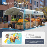 Quictent 12x20 ft Metal Roof Carport Kits Hard Top Garage Heavy Duty Steel Car Canopy, White Quictent