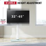 AOKCOS Swivel TV Floor Stand for 32-65 Inches TVs, 8 Level Height Adjustable Corner Small TV Stand Mount for Living Room/Bedroom, Holds up to 88 lbs,MAX VESA 400x400mm,White AOKCOS