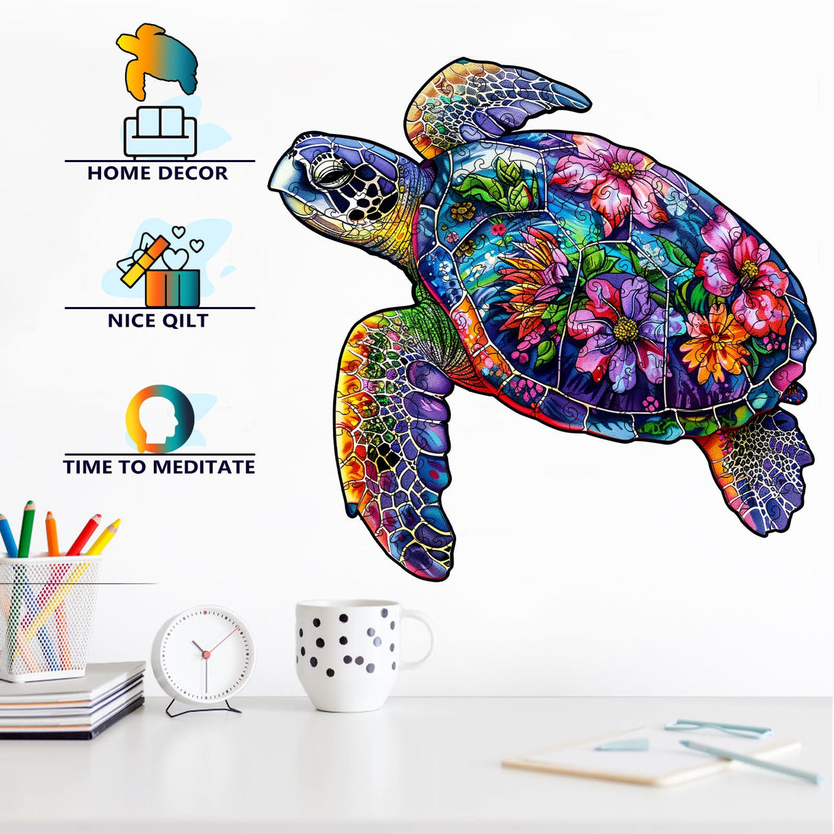 Foyucool Wooden Puzzles for Adults, About 150 Pieces Unique Puzzles for Adults, Irregular Animal Shaped Wooden Jigsaw Puzzles, Creative Gift, Fun Family Game, 11.1 x 5.5 inch, Turtle Foyucool